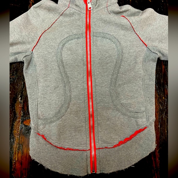 Lululemon jacket hoodie grey orange size 8 - Picture 1 of 11